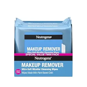Neutrogena Makeup Remover Wipes, Ultra‑Soft Cleansing Facial Towelettes (Twin Pack, 25 Count Each, Pack of 2)